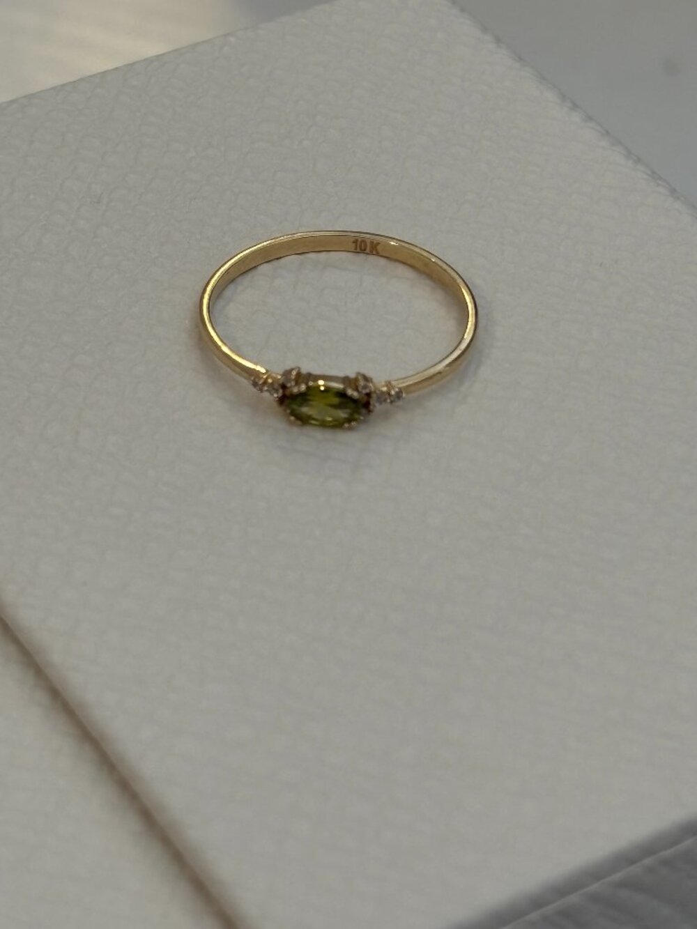 10K Gold Peridot Ring with Diamond Accents